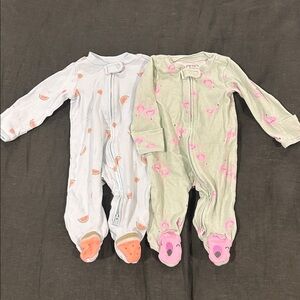 Carter's Soft Baby Onesie- flamingos and watermelons